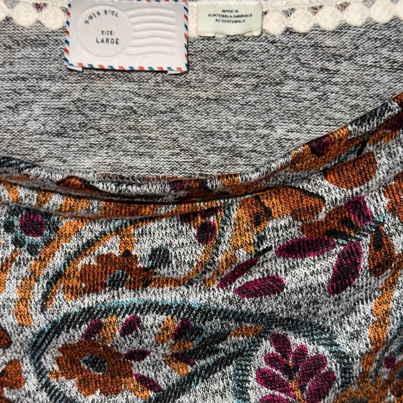 Anthropologie 9-h15 Stcl Womens Gray 3/4 Sleeve Floral Pullover - Picture 3 of 4